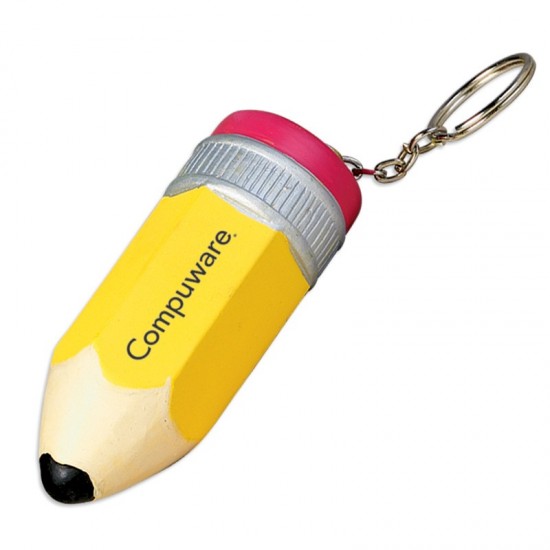 Custom Logo Pencil shaped stress reliever with keychain.