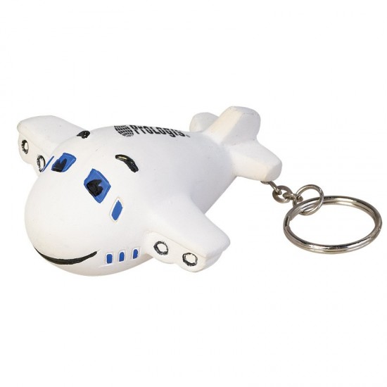 Custom Logo Airplane shaped stress reliever with key chain attachment.