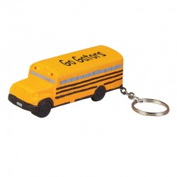 Custom Logo School bus shaped stress reliever with keychain.