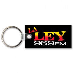 Custom Logo Sof-Touch (R) - Rectangular key tag with split ring.