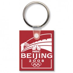Custom Logo Sof-Touch (R) - 1 3/4  x 1 1/2  - Key tag with split ring and stock rectangle shape.