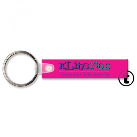 Custom Logo  Sof-Touch (R) - Key tag with split ring and stock rectangle shape - 2 3/4  x 5/8 