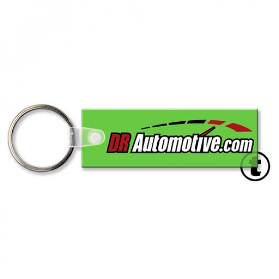 Custom Logo  Sof-Touch (R) - Key tag with split ring and stock rectangle shape - 3  x 1  
