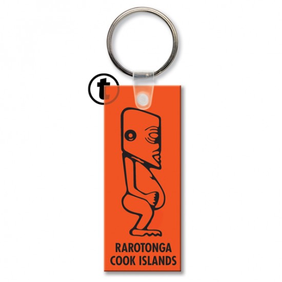 Custom Logo  Sof-Touch (R) - Key tag with split ring and stock rectangle shape - 3  x 1 1/4