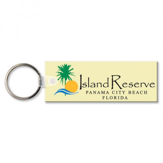 Custom Logo  Sof-Touch (R) - Key tag with split ring and stock rectangle shape - 3 1/2  x 1 1/4  