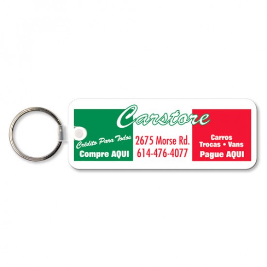 Custom Logo  Sof-Touch (R) - Rectangular shaped key tag with rounded corners. - 4  x 1 1/2  