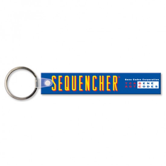 Custom Logo  Sof-Touch (R) - Key tag with split ring and stock rectangle shape -  4 1/4  x 3/16