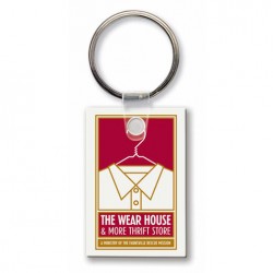 Custom Logo  Sof-Touch (R) - Small rectangle key tag with split ring.