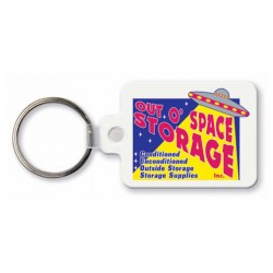 Custom Logo  Sof-Touch (R) - Medium sized rectangle with round corners key tag with tab and split ring.