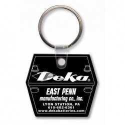 Custom Logo  Sof-Touch (R) - Car battery shape key tag with split ring. Custom Logo  Sof-Touch (R) - Car battery shape key tag with split ring.
