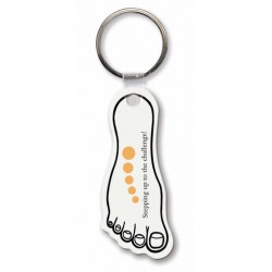Custom Logo  Sof-Touch (R) - Foot shape key tag with split ring.
