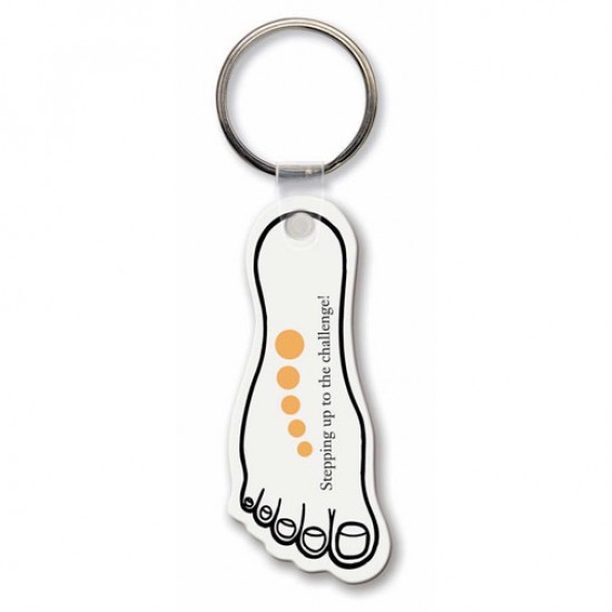 Custom Logo  Sof-Touch (R) - Foot shape key tag with split ring.