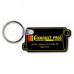 Custom Logo  Sof-Touch (R) - Muffler shape key tag with split ring.