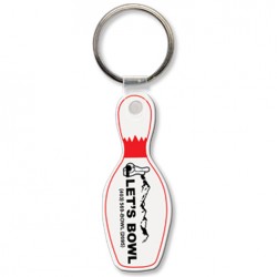 Custom Logo  Sof-Touch (R) - Bowling pin shape key tag with split ring. Custom Logo  Sof-Touch (R) - Bowling pin shape key tag with split ring.