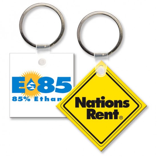 Custom Logo  Sof-Touch (R) - Small square shaped key tag with split ring.