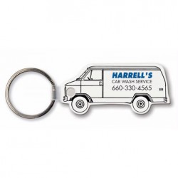 Custom Logo Sof-Touch (R) - Van shape key tag with split ring.