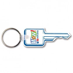 Custom Logo Sof-Touch (R) - Square head key shape key tag with split ring.