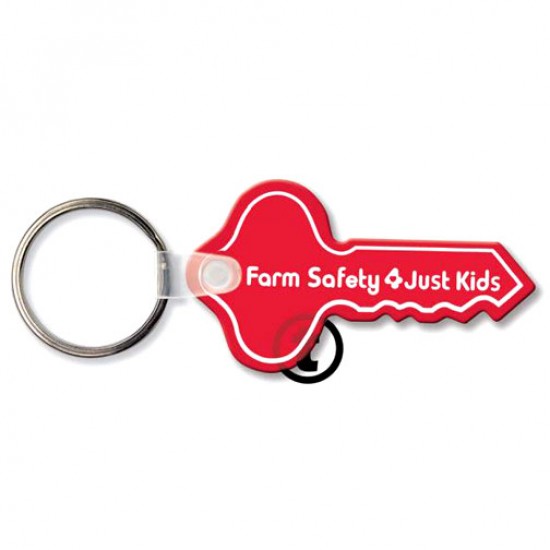 Custom Logo  Sof-Touch (R) - Key-round head key tag with split ring.