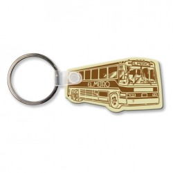 Custom Logo  Sof-Touch (R) - Bus shape key tag with split ring.