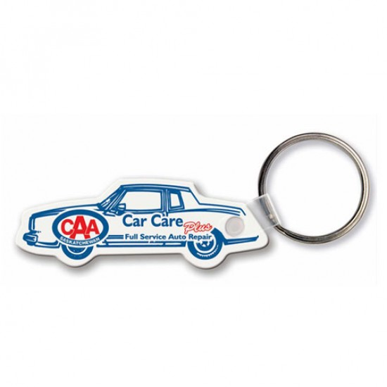 Custom Logo  Sof-Touch (R) - Car shape key tag with split ring.