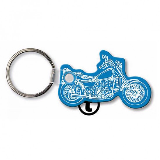 Custom Logo  Sof-Touch (R) - Motorcycle shape key tag with split ring.