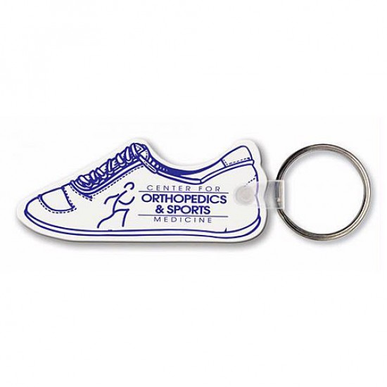 Custom Logo  Sof-Touch (R) - Running shoe shape key tag with split ring.