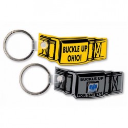 Custom Logo Sof-Touch (R) - Safety belt shape key tag with split ring. Custom Logo Sof-Touch (R) - Safety belt shape key tag with split ring.