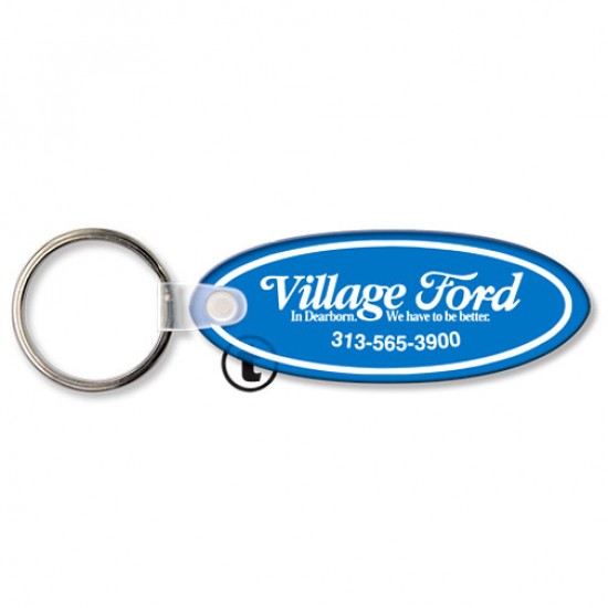 Custom Logo  Sof-Touch (R) - Small oval shaped key tag with split ring.