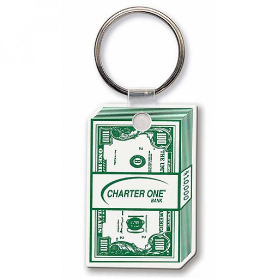 Custom Logo  Sof-Touch (R) - Dimensional rectangular shape key tag with split ring.