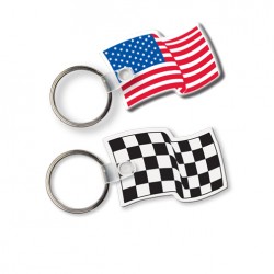 Custom Logo  Sof-Touch (R) - Flag shape key tag with split ring.