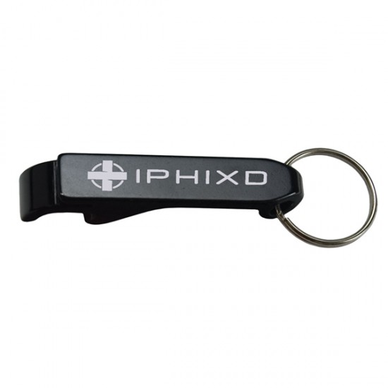 Custom Logo Aluminum bottle opener with split ring attachment for keys.