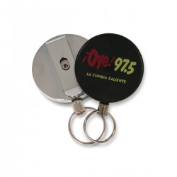 Custom Logo Large Round Retractable Badge Reel Coil Keyring