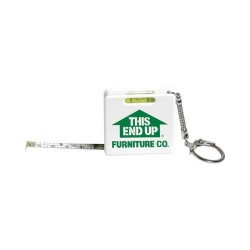 Custom Logo Tape measure key chain with level.