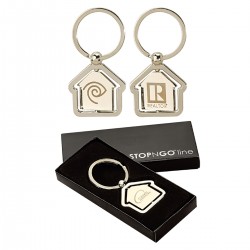 Custom Logo House Shaped Center Spinning Keyring Custom Logo House Shaped Center Spinning Keyring