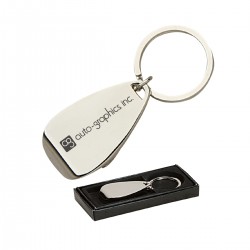 Custom Logo Teardrop shaped chrome bottle opener keyring.