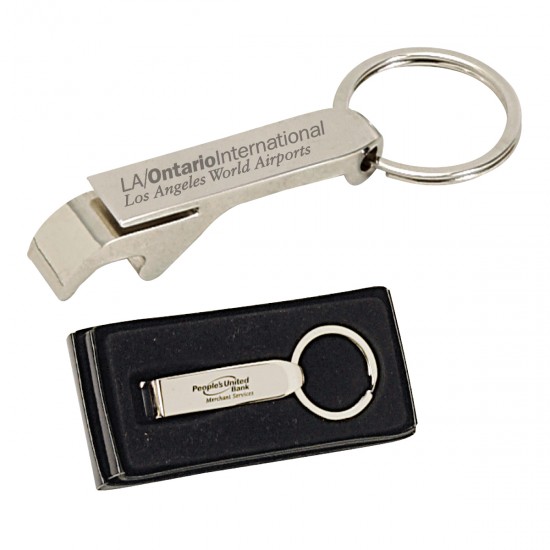 Custom Logo Traditional chrome bottle and can opener keying.