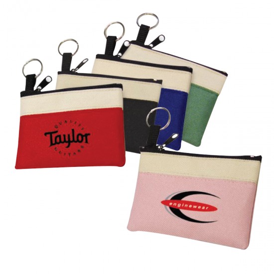 Custom Logo Two tone 600 denier polyester coin pouch.