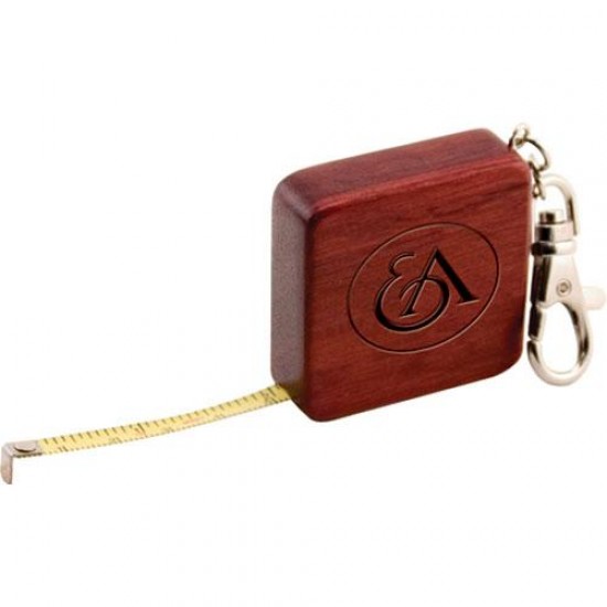 Custom Logo Rosewood 3\' tape measure keychain.