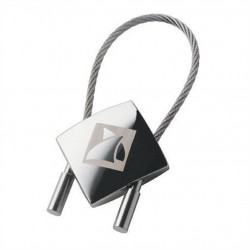 Custom Logo Chrome Key Ring w/ Cable Wire Custom Logo Chrome Key Ring w/ Cable Wire