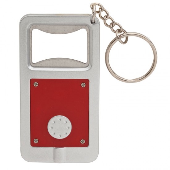 Custom Logo LED bottle opener with keyring.