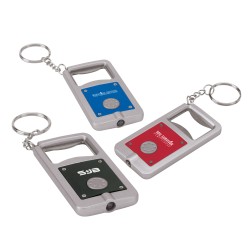 Custom Logo LED bottle opener with keyring.