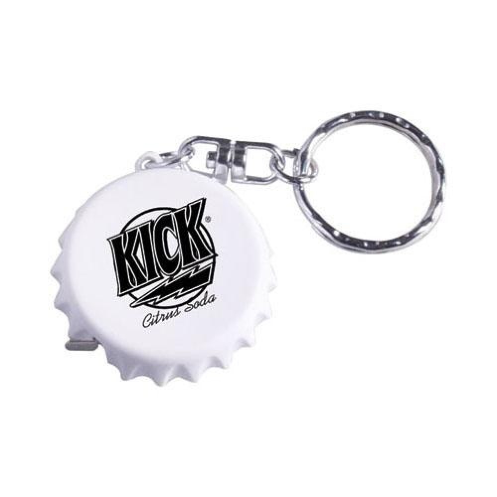 Custom Logo Bottle cap shaped key ring with 3 metal tape measure. Tape ...