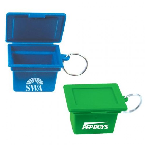 Custom Logo Mini recycling box shape key ring made from recycled plastic.