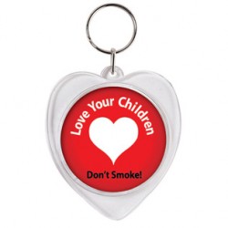 Custom Logo Heart shaped snap in key tag, insert size: 2 - 2 1/4