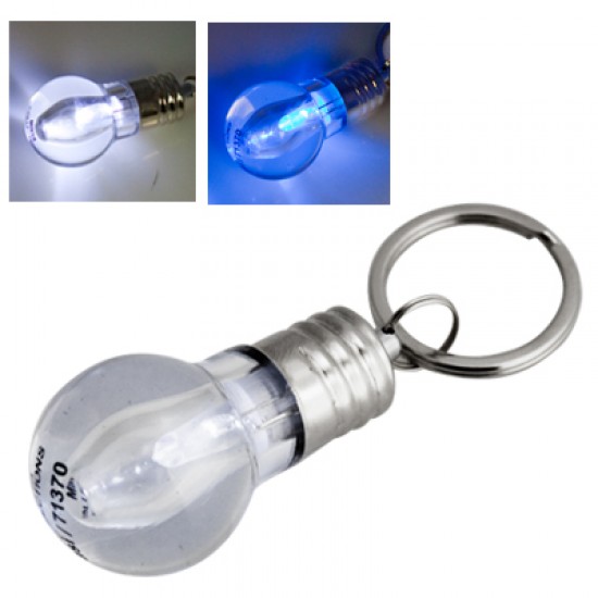 Custom Logo Mini light bulb shaped key chain with bright led light.