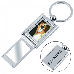 Custom Logo Key chain with rectangle shape photo frame and mirror.