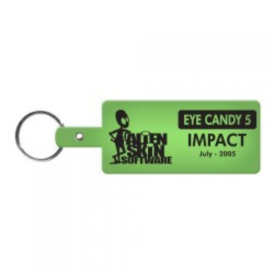 Custom Logo Rectangle - Rectangular, soft flexible key tag with 1  split ring.