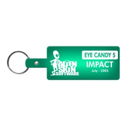 Custom Logo Rectangle - Rectangular, soft flexible key tag with 1  split ring.