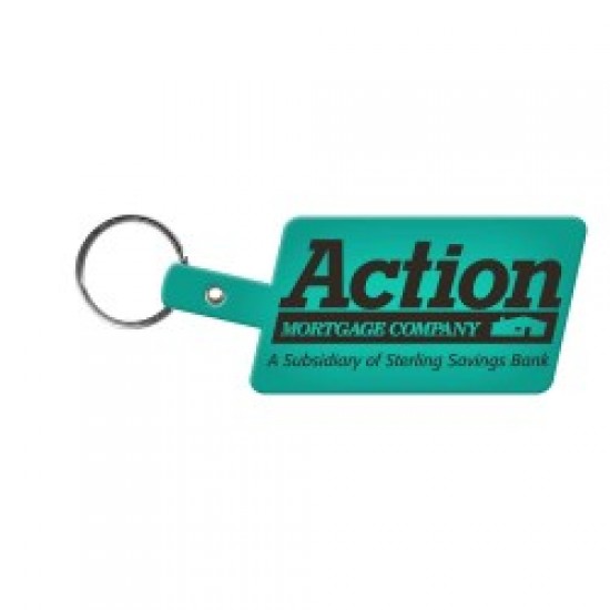 Custom Logo Slanted Rectangle - Rectangular, soft flexible key tag