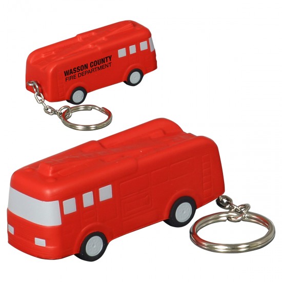 Custom Logo Fire Truck - Miscellaneous shape stress reliever attached to a key chain.
